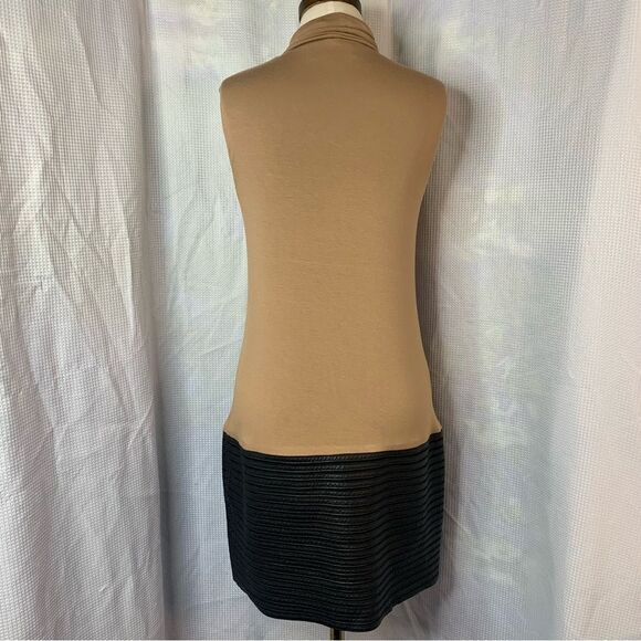 Bailey/44 Mia Dress in Camel with Striped Textured Black Leatherette Hem Small - Picture 3 of 10